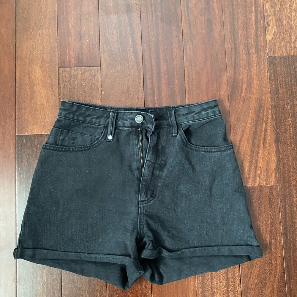 Princess Polly Thrills black high waisted denim shorts - Picture 1 of 2